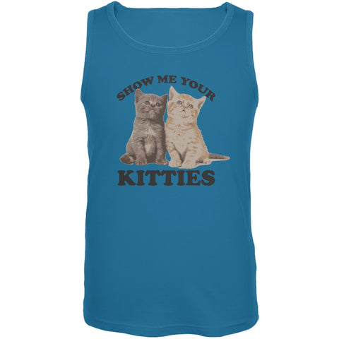 Show Me Your Kitties Turquoise Adult Tank Top