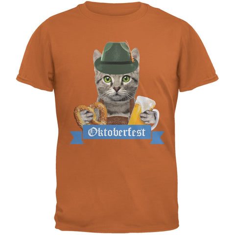 Oktoberfest Funny Cat Texas Orange Adult T-Shirt