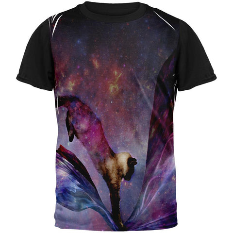 Galaxy Cat Time and Space Adult Black Back T-Shirt