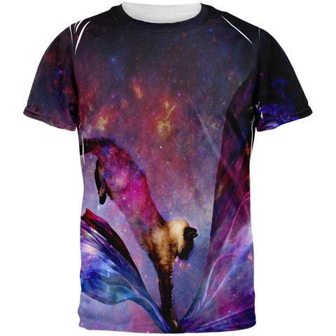 Galaxy Cat Time and Space All Over Adult T-Shirt