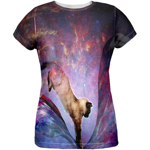 Galaxy Cat Time and Space All Over Womens T-Shirt