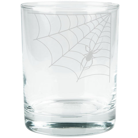 Halloween Corner Spider Web Etched Glass Tumbler