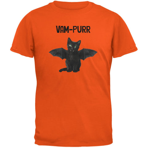 Halloween Cat Vampire Vam-purr Orange Youth T-Shirt