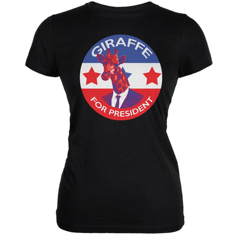 Election 2016 Giraffe For President Black Juniors Soft T-Shirt