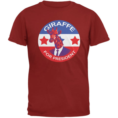 Election 2016 Giraffe For President Cardinal Red Adult T-Shirt