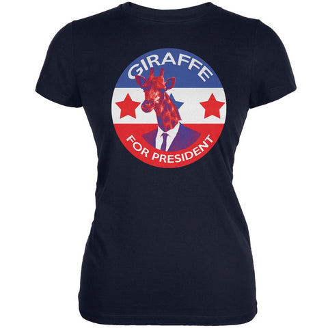 Election 2016 Giraffe For President Navy Juniors Soft T-Shirt