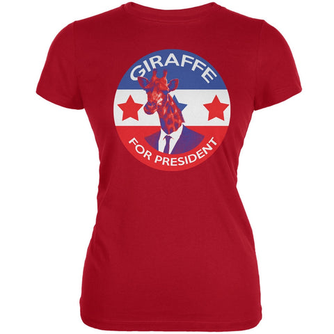 Election 2016 Giraffe For President Red Juniors Soft T-Shirt