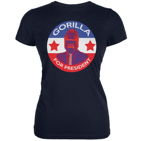 Election 2016 Gorilla For President Navy Juniors Soft T-Shirt