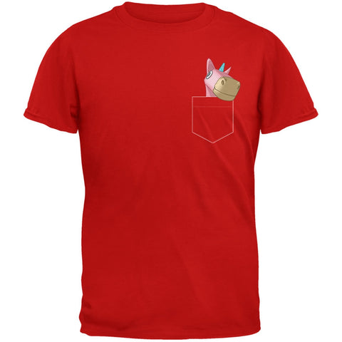 Pocket Pet Unicorn Red Adult T-Shirt