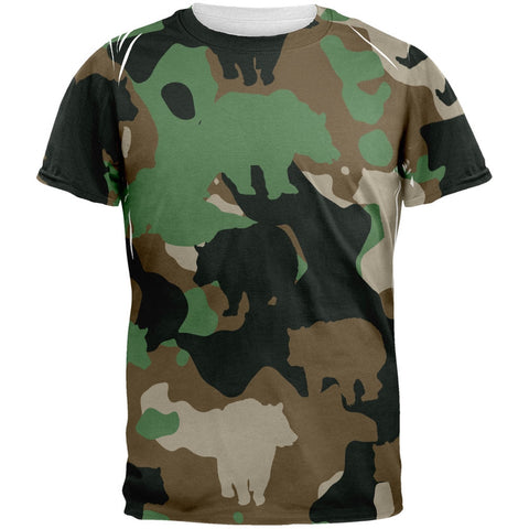 Bear Jungle Camo All Over Adult T-Shirt
