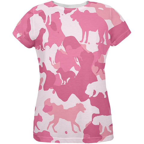 Dog Pink Camo All Over Womens T-Shirt