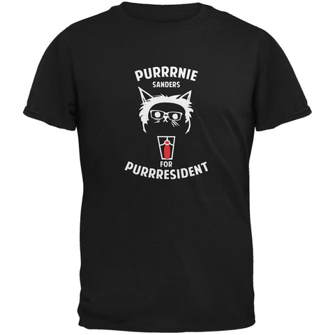 Bernie Sanders for Purrresident Black Adult T-Shirt