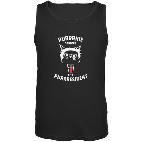Bernie Sanders for Purrresident Black Adult Tank Top