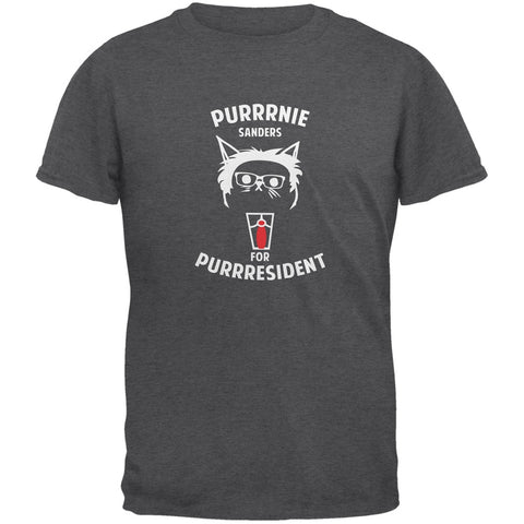 Purrrnie Sanders for Purrresident Dark Heather Adult T-Shirt