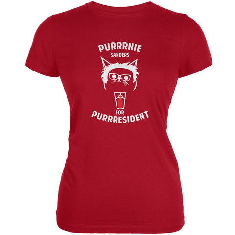 Bernie Sanders for Purrresident Red Juniors Soft T-Shirt