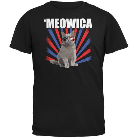 Cat 4th of July Meowica Black Youth T-Shirt