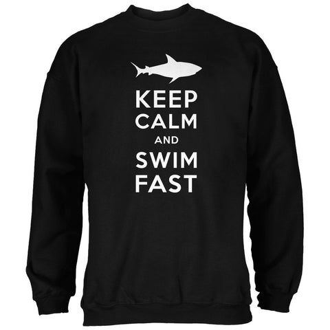 Shark Keep Calm and Swim Fast Black Adult Sweatshirt