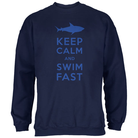 Shark Keep Calm and Swim Fast Navy Adult Sweatshirt