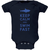 Shark Keep Calm and Swim Fast Black Soft Baby One Piece