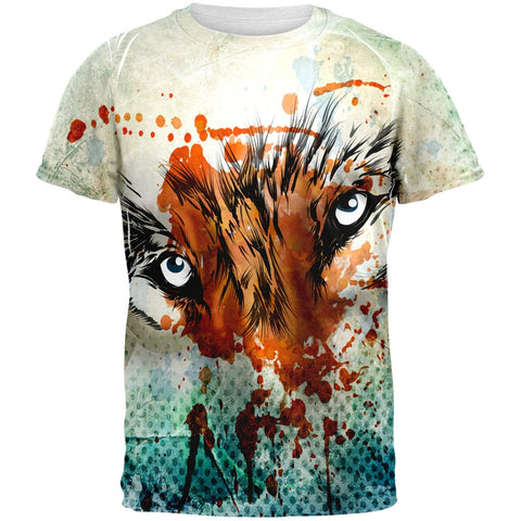 Timber Wolf Watercolor All Over Adult T-Shirt