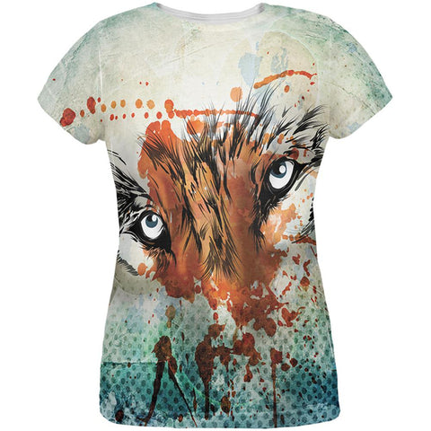 Timber Wolf Watercolor All Over Womens T-Shirt
