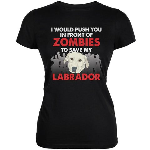 I Would Push You Zombies Labrador Black Juniors Soft T-Shirt