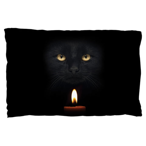 Halloween Black Cat By Candle Light Pillow Case