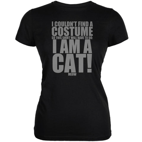 Halloween Cheap Cat Costume Black Juniors Soft T-Shirt