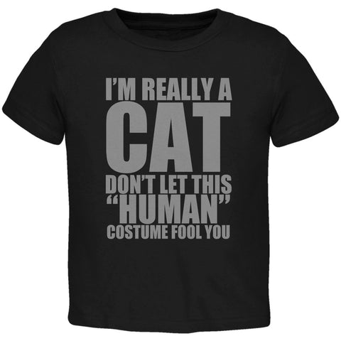 Halloween Human Cat Costume Black Toddler T-Shirt