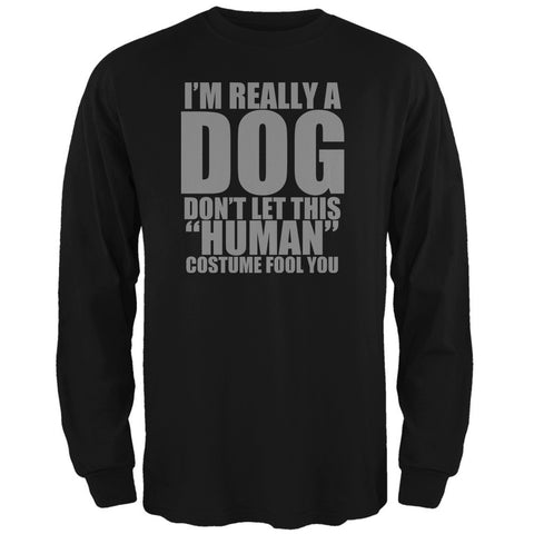 Halloween Human Dog Costume Black Adult Long Sleeve T-Shirt