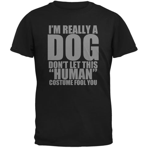 Halloween Human Dog Costume Black Adult T-Shirt