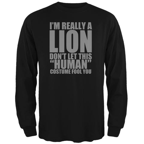 Halloween Human Lion Costume Black Adult Long Sleeve T-Shirt
