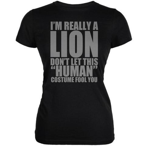 Halloween Human Lion Costume Black Juniors Soft T-Shirt