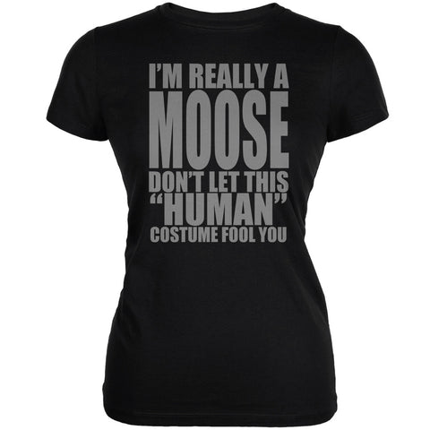 Halloween Human Moose Costume Black Juniors Soft T-Shirt