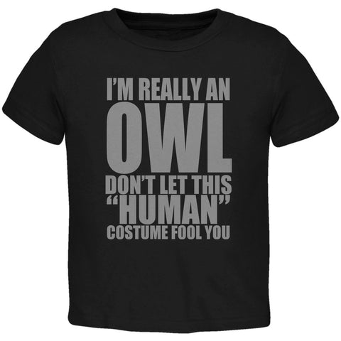 Halloween Human Owl Costume Black Toddler T-Shirt