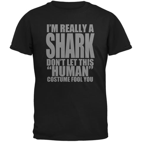 Halloween Human Shark Costume Black Adult T-Shirt