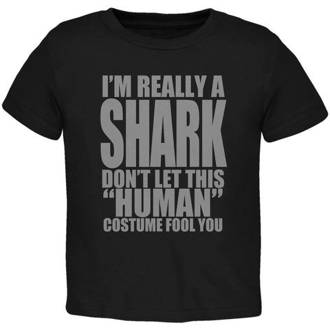 Halloween Human Shark Costume Black Toddler T-Shirt