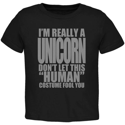 Halloween Human Unicorn Costume Black Toddler T-Shirt