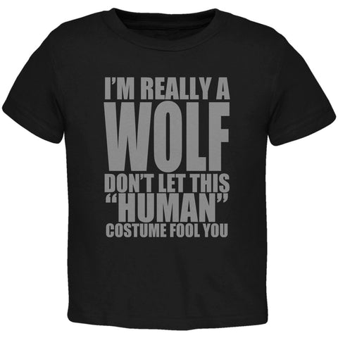 Halloween Human Wolf Costume Black Toddler T-Shirt