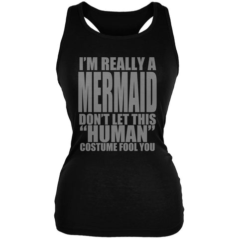 Halloween Human Mermaid Costume Black Juniors Soft Tank Top