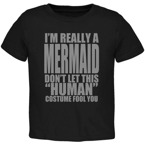 Halloween Human Mermaid Costume Black Toddler T-Shirt