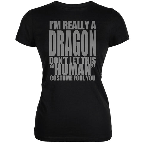 Halloween Human Dragon Costume Black Juniors Soft T-Shirt