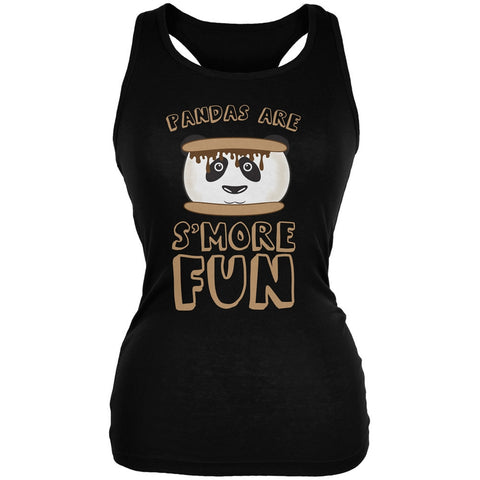 Pandas Are S'More Fun Black Juniors Soft Tank Top