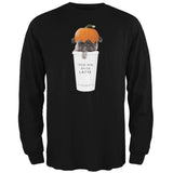 Pug Pugkin Spice Latte Black Adult Long Sleeve T-Shirt