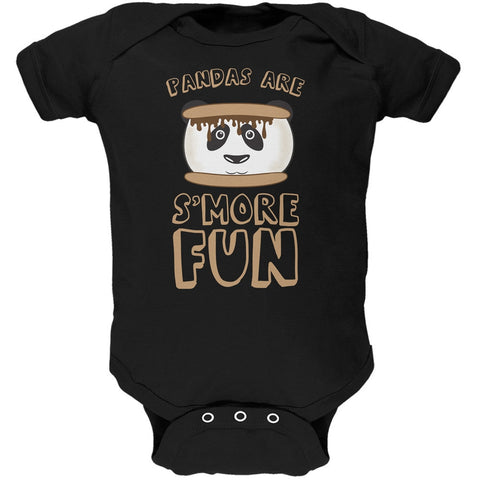 Pandas Are S'More Fun Black Soft Baby One Piece
