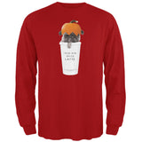 Pug Pugkin Spice Latte Black Adult Long Sleeve T-Shirt