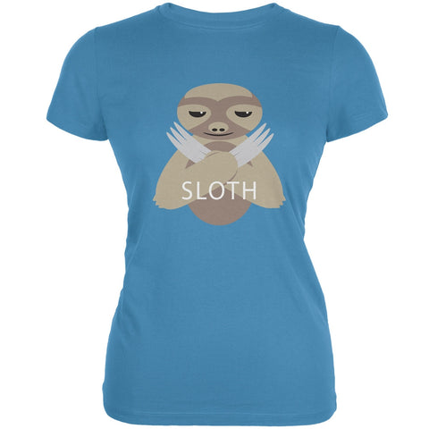 Sloth Claws Aqua Juniors Soft T-Shirt