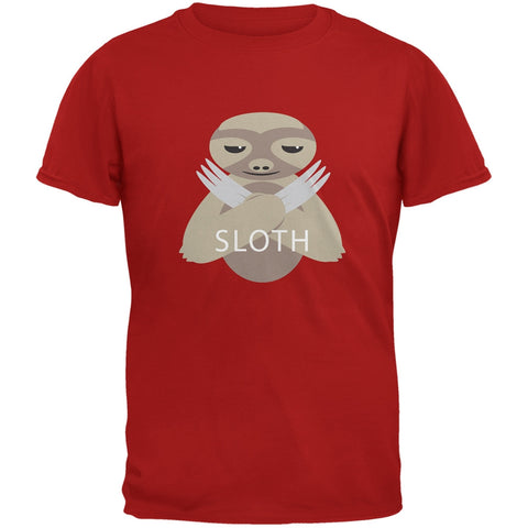 Sloth Claws Red Adult T-Shirt