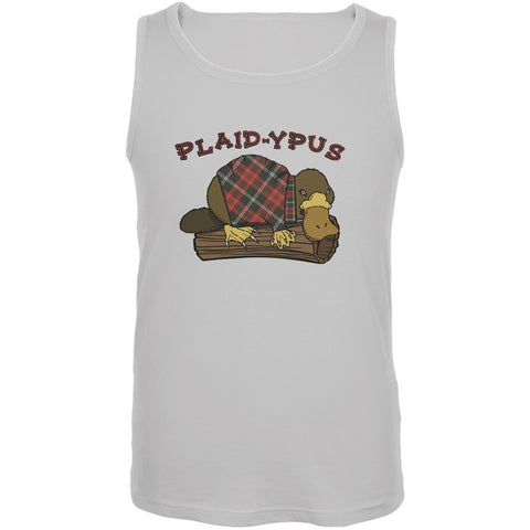 Funny Platypus Plaid-ypus White Adult Tank Top