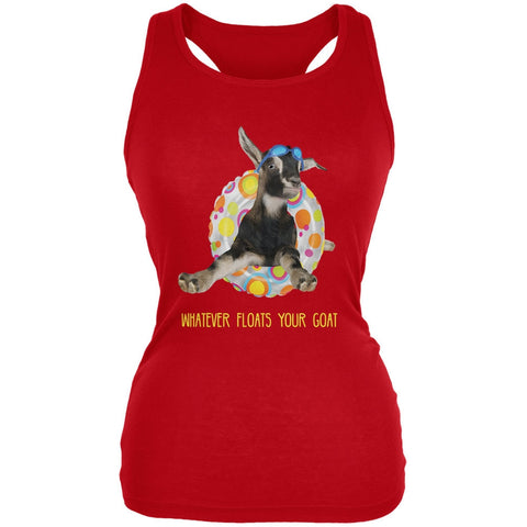 Whatever Floats your Goat Boat Red Juniors Soft Tank Top